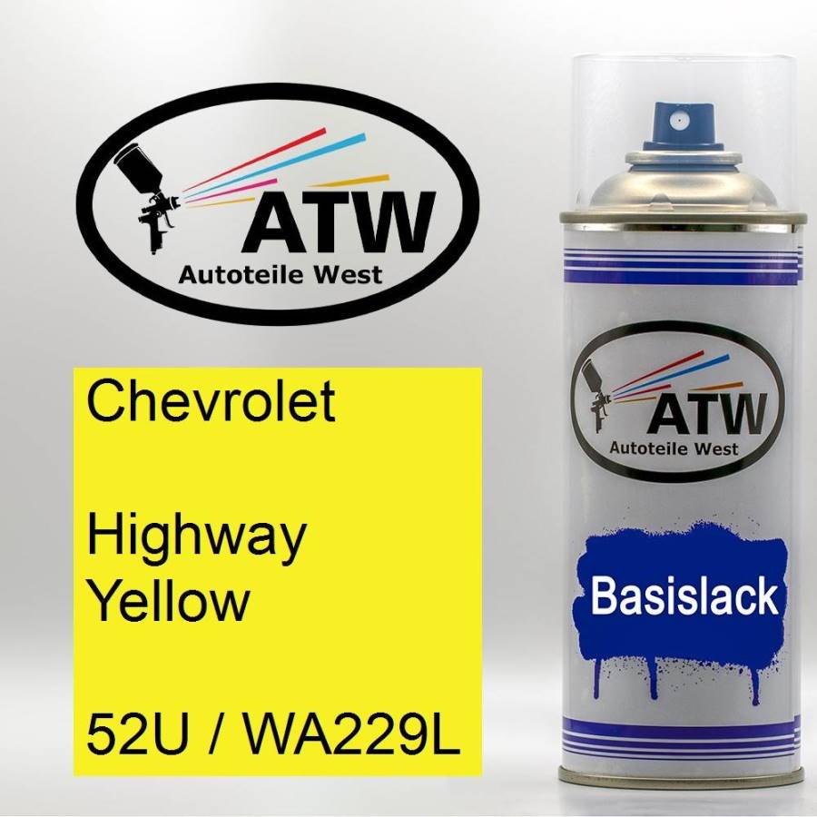 Chevrolet, Highway Yellow, 52U / WA229L: 400ml Sprühdose, von ATW Autoteile West.